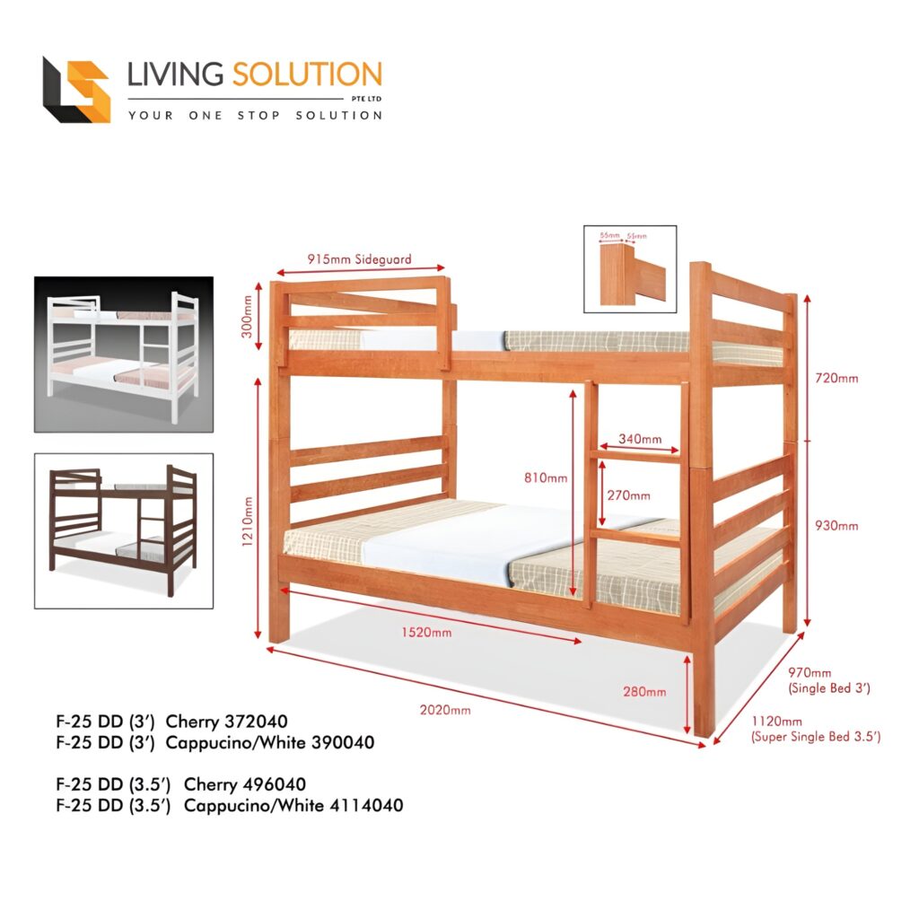 Siah Wooden Double Decker Bed - Living Solution Pte Ltd