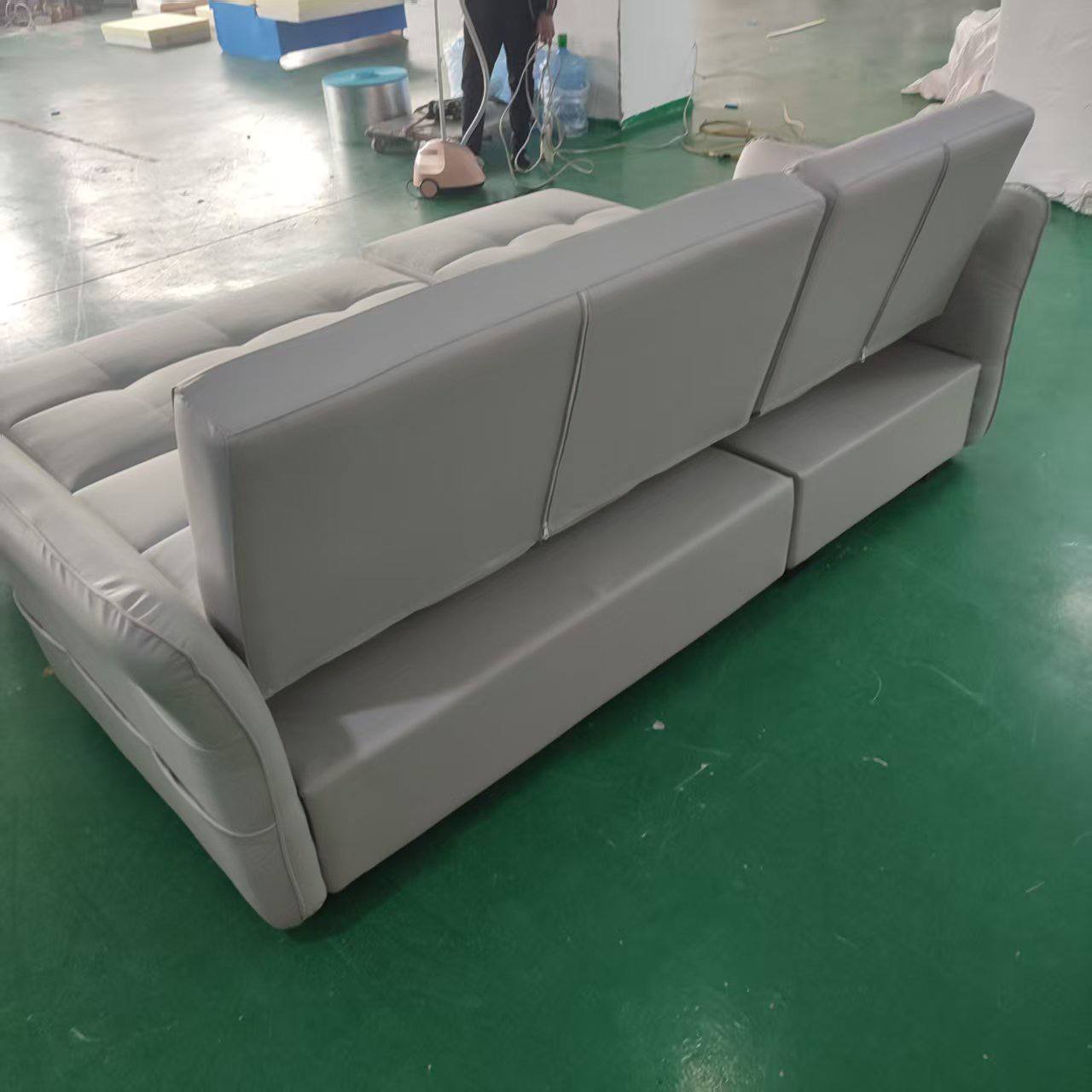 Carra L Shape Sofa Bed with Storage 225cm Grey back view Carra L Shape Sofa Bed with Storage 225cm Grey back view