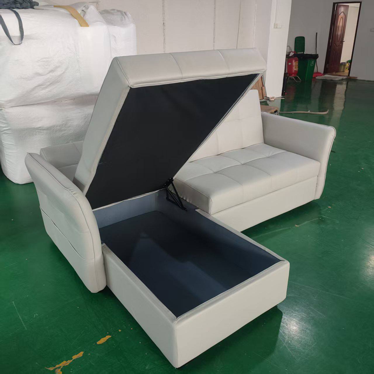 Carra L Shape Sofa Bed with Storage 225cm Grey storage view Carra L Shape Sofa Bed with Storage 225cm Grey storage view