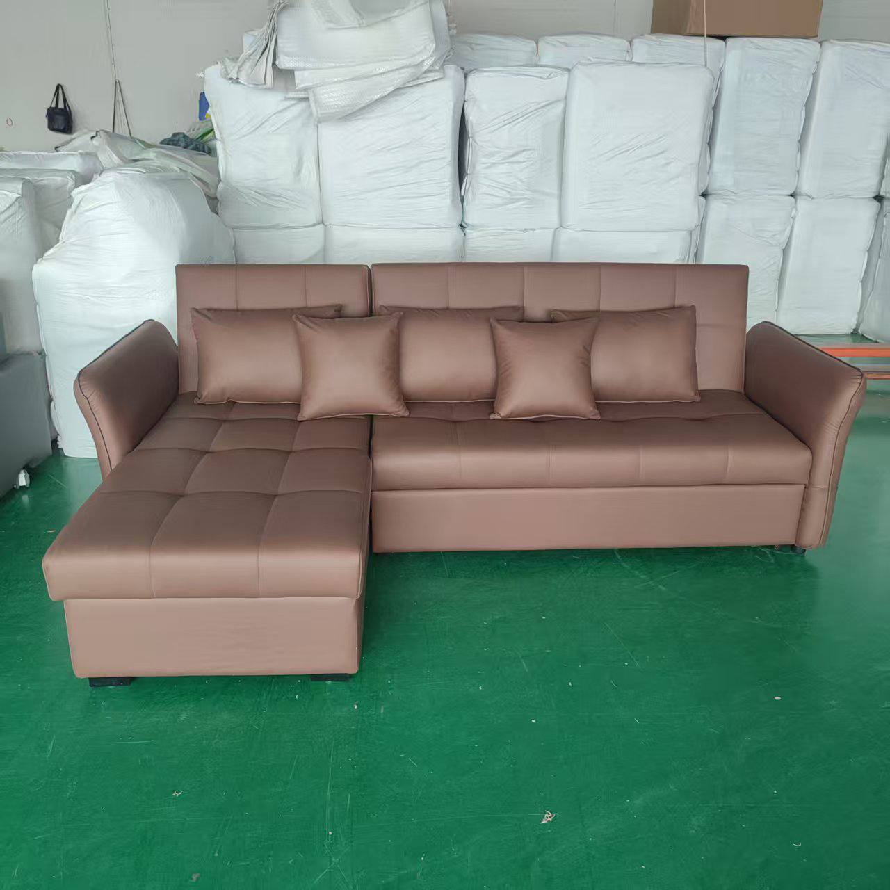 Carra L Shape Sofa Bed with Storage in brown Carra L Shape Sofa Bed with Storage in brown