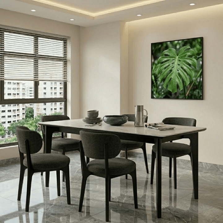 Bailee Sintered Stone Ash Wood Dining Table in black Bailee Sintered Stone Ash Wood Dining Table in black and NC9204W Oak Wood Dining Chair