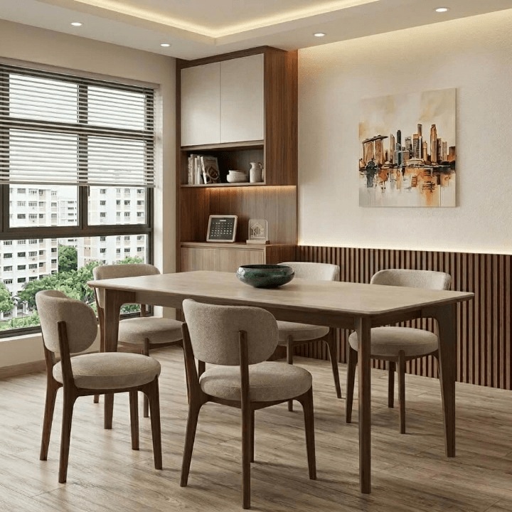 Bailee Sintered Stone Ash Wood Dining Table Bailee Sintered Stone Ash Wood Dining Table and NC9204W Oak Wood Dining Chair