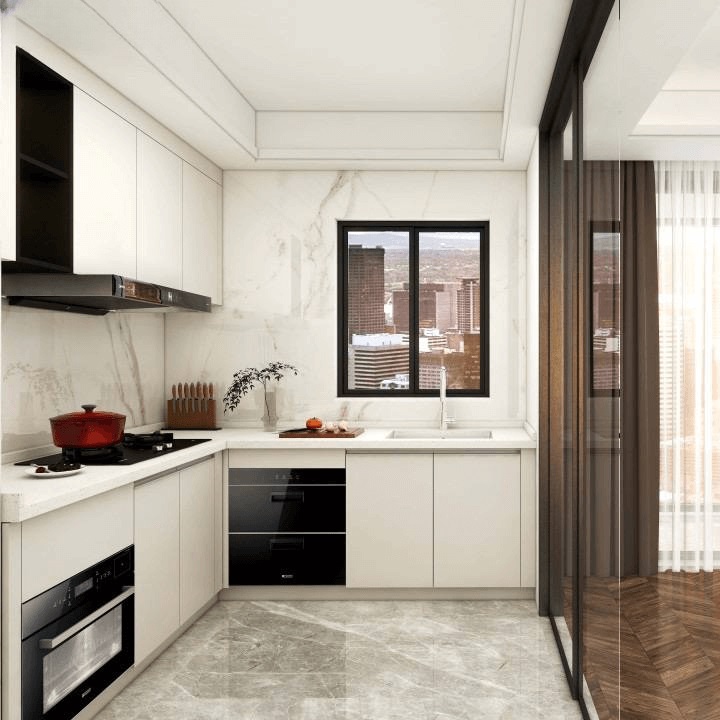 Cream Custom Wooden Kitchen Cabinet