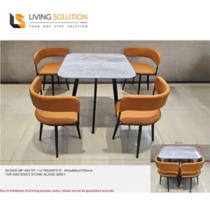 Silas Compact Space Saving Sintered Stone Dining Table Set with 4 Orange Chairs