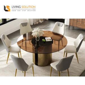 Izola Tempered Glass Round Dining Table