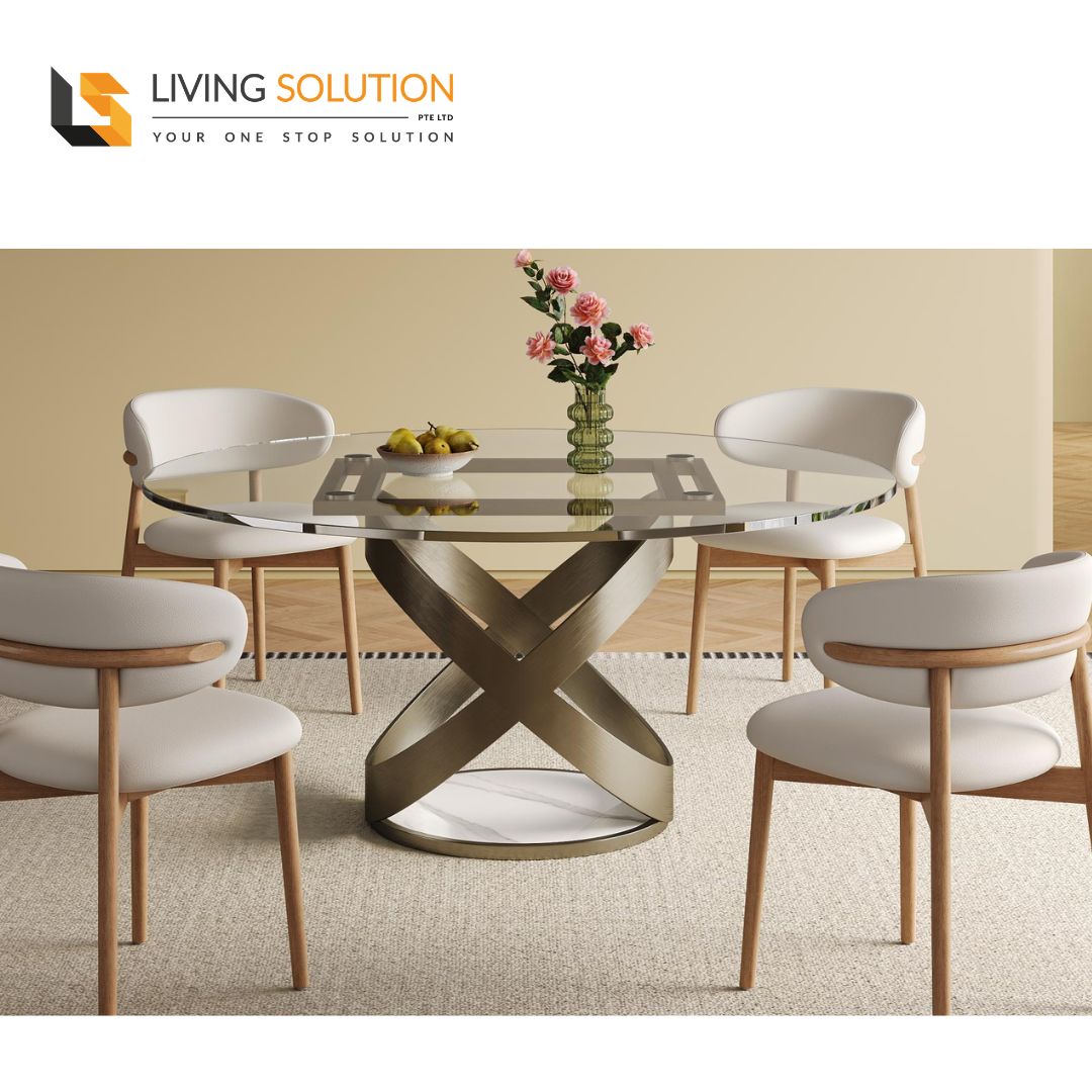 Jeli Tempered Glass Round Dining Table Jeli Tempered Glass Round Dining Table