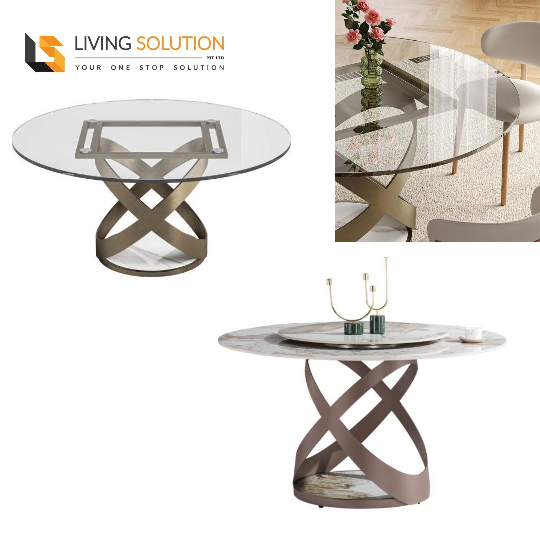 Jeli Tempered Glass Round Dining Table (1) Jeli Tempered Glass Round Dining Table
