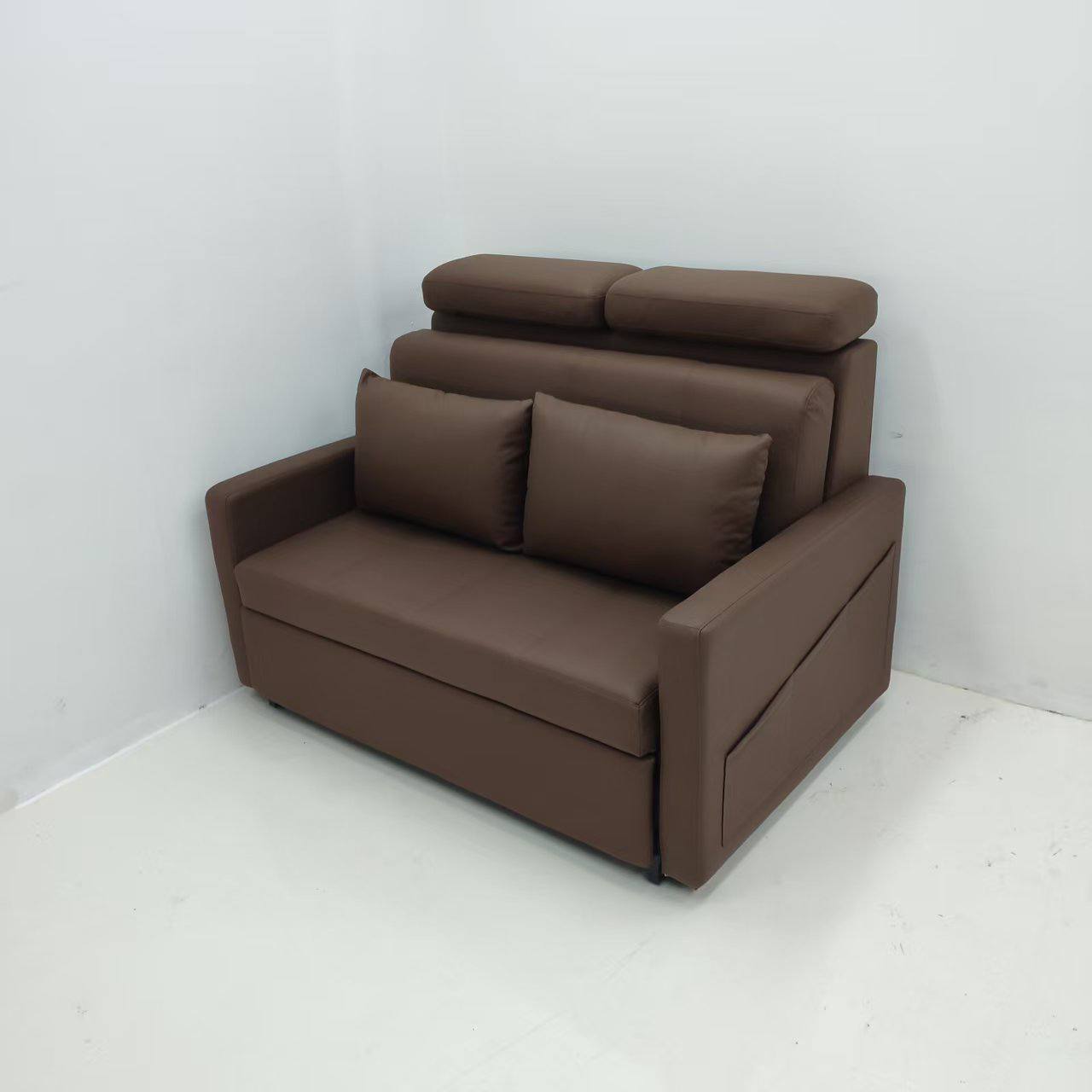 Tada Pull Out Sofa Bed with Adjustable Headrest 140cm in brown - Tada Pull Out Sofa Bed with Adjustable Headrest 140cm in brown