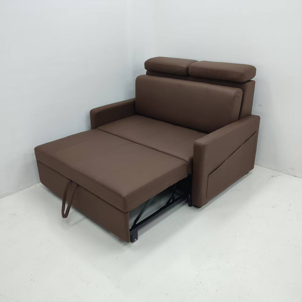Tada Pull Out Sofa Bed with Adjustable Headrest 140cm in brown -1 Tada Pull Out Sofa Bed with Adjustable Headrest 140cm in brown