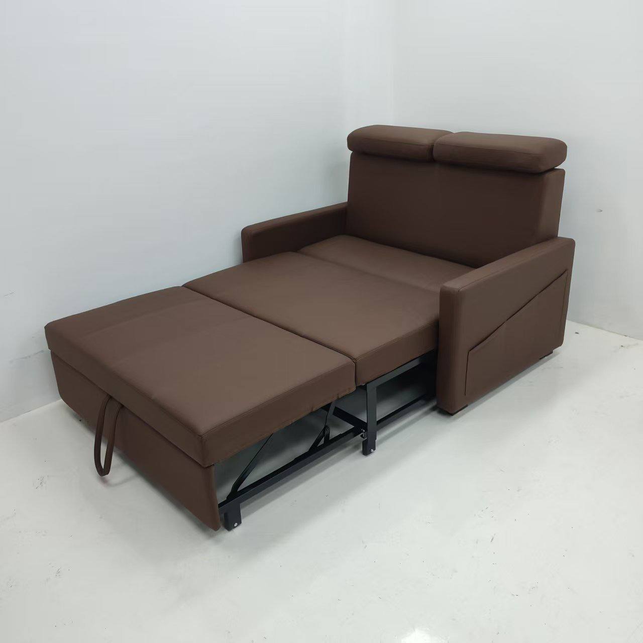 Tada Pull Out Sofa Bed with Adjustable Headrest 140cm in brown -2