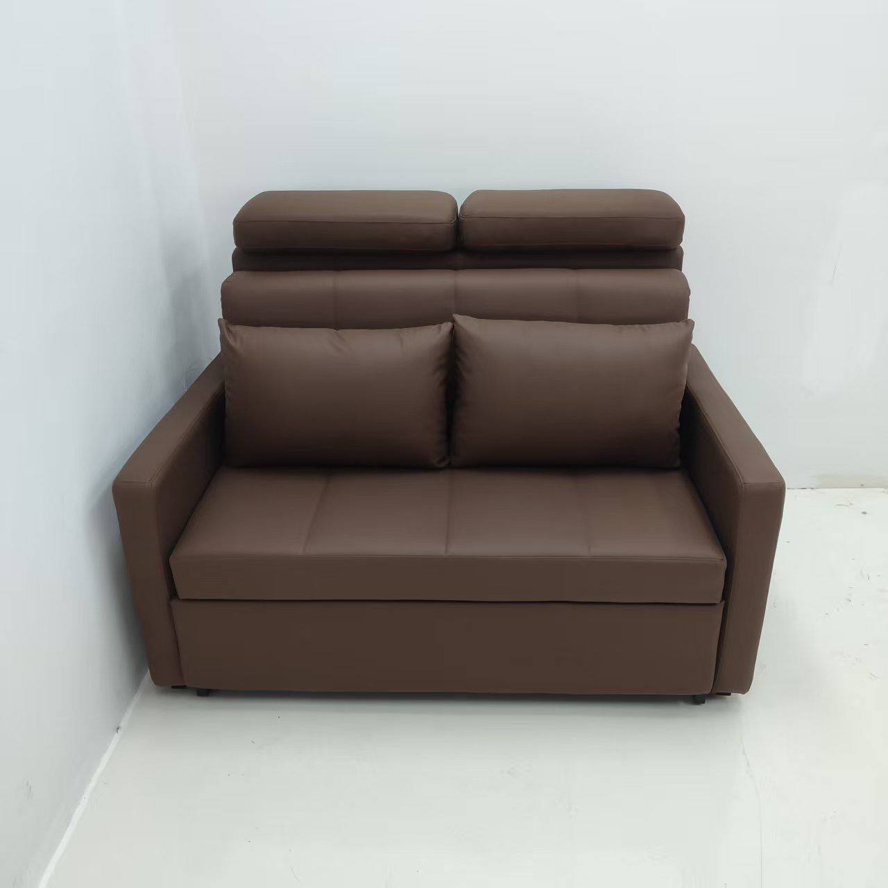 Tada Pull Out Sofa Bed with Adjustable Headrest 140cm in brown Tada Pull Out Sofa Bed with Adjustable Headrest 140cm in brown