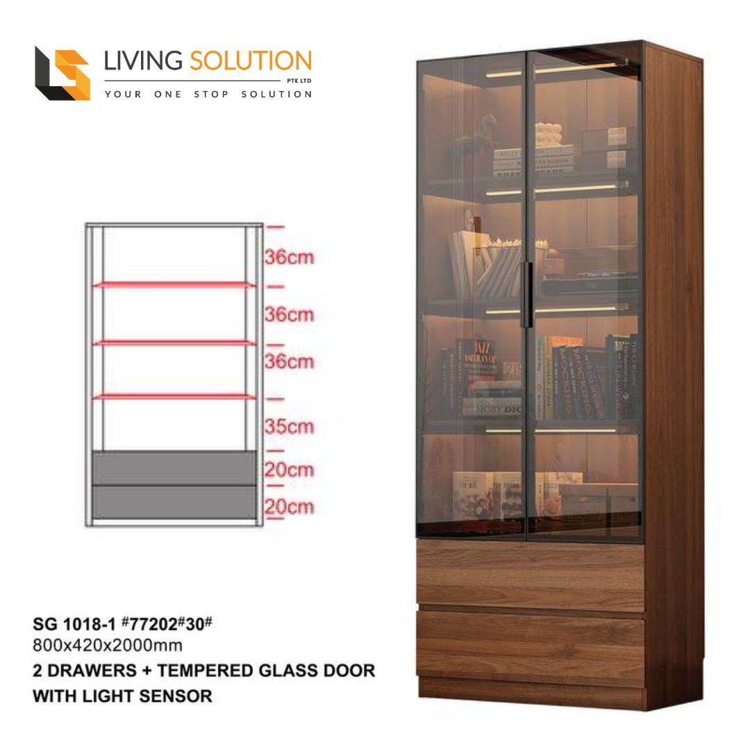 Cesar Tempered Glass Bookshelf or Display Cabinet - 80cm Cesar Tempered Glass Bookshelf or Display Cabinet - 80cm
