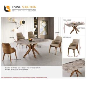 Nyla Marble Wooden Dining Table