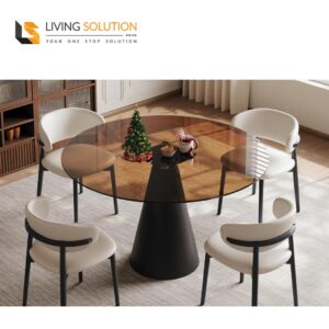 Pandra Tempered Glass Round Table - 90cm 