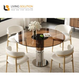 Romy Tempered Glass Round Table - 90cm