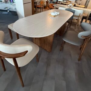 Tami II Ash Wood Sintered Stone Extendable Dining Table