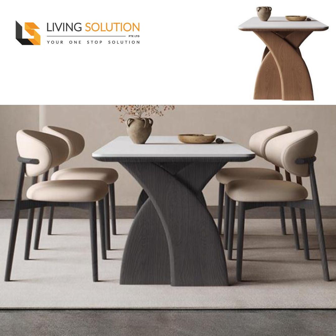 Spade Sintered Stone Ash Wood Dining Table (1) Spade Sintered Stone Ash Wood Dining Table