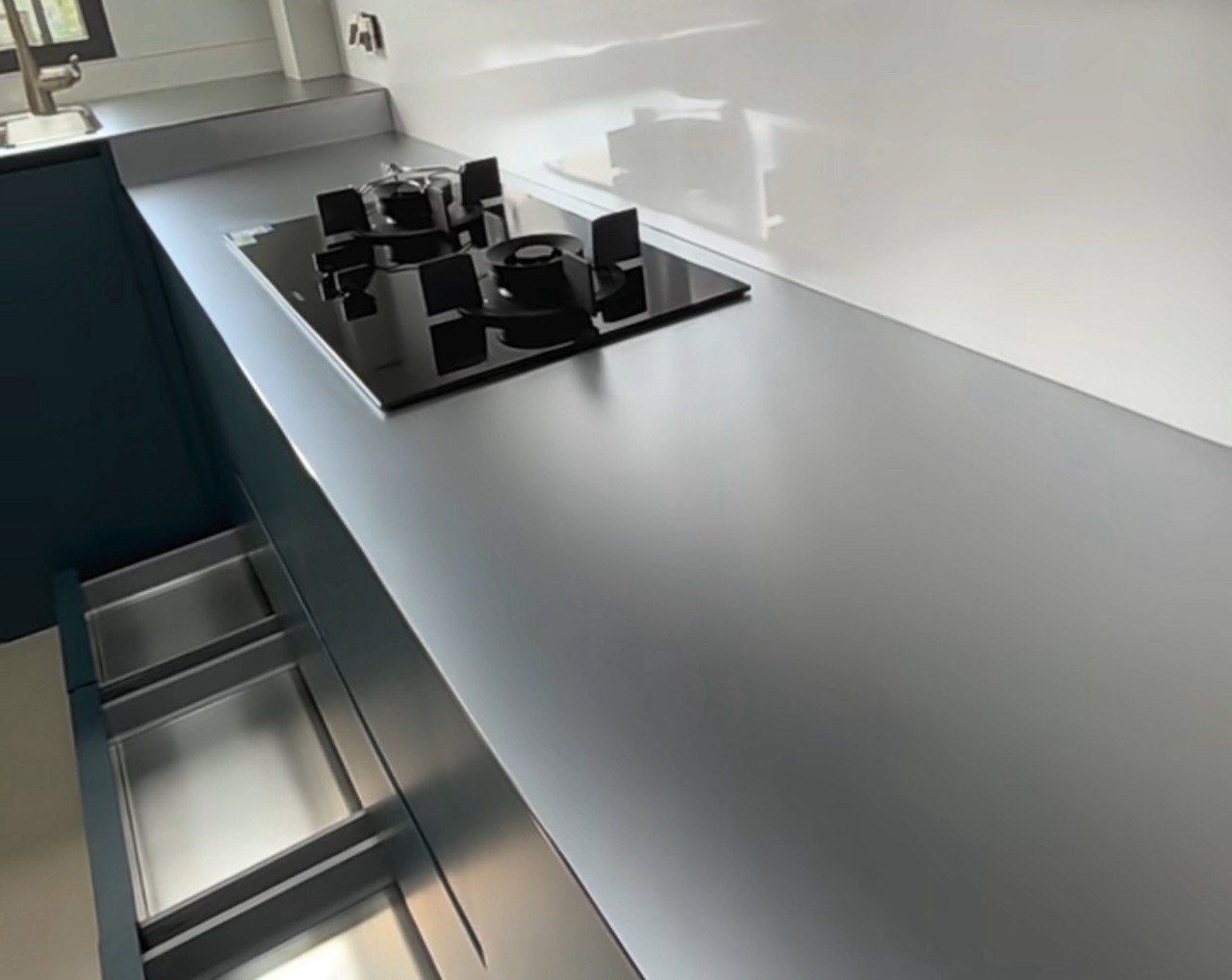Stainless Steel Countertop in apple sand finish