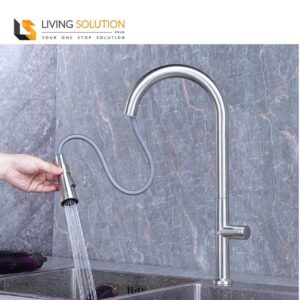 304 Stainless Steel Slim Pull Out Kitchen Sink Tap