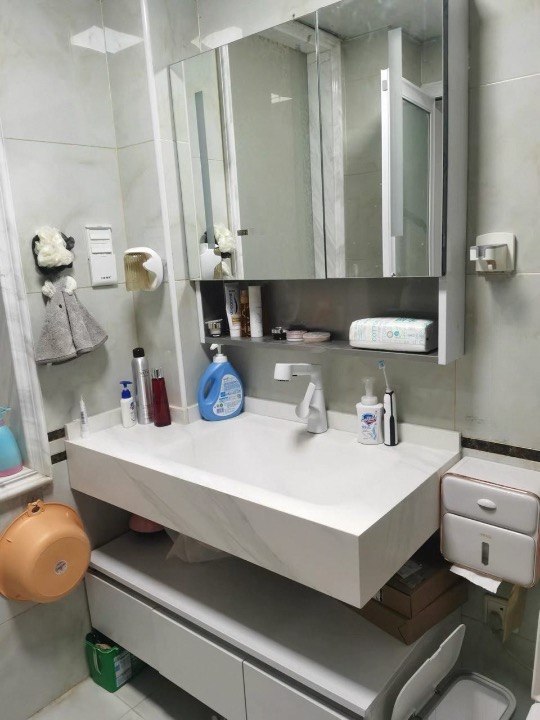 Custom Sintered Stone Countertop with Stainless Steel Bathroom Vanity Cabinet 0 Custom Sintered Stone Countertop with Stainless Steel Bathroom Vanity Cabinet