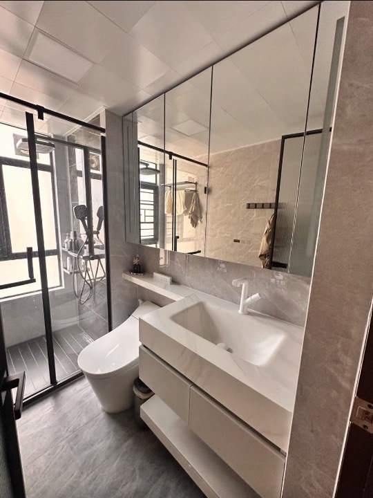 Custom Sintered Stone Countertop with Stainless Steel Bathroom Vanity Cabinet 2 Custom Sintered Stone Countertop with Stainless Steel Bathroom Vanity Cabinet
