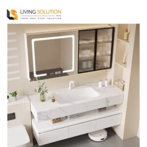 Custom Sintered Stone Countertop with Stainless Steel Bathroom Vanity Cabinet